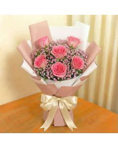 6 Pink Roses